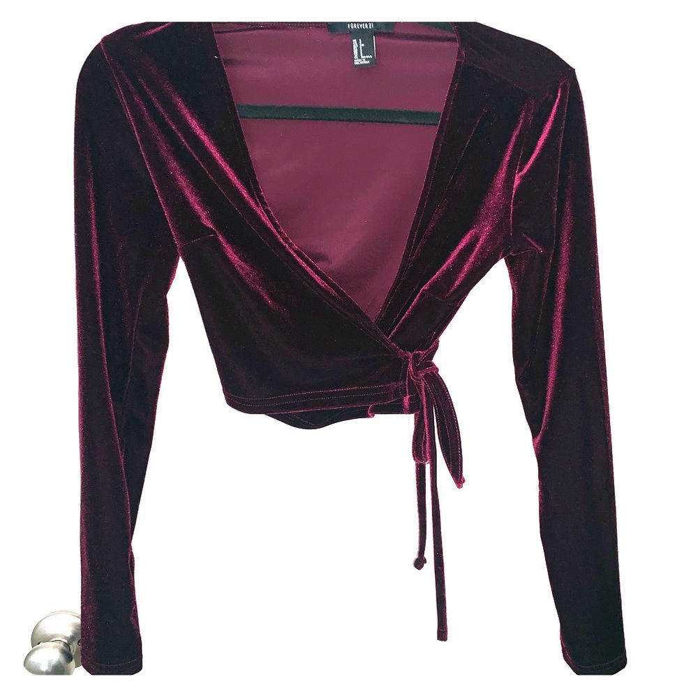 Velvet tie crop top